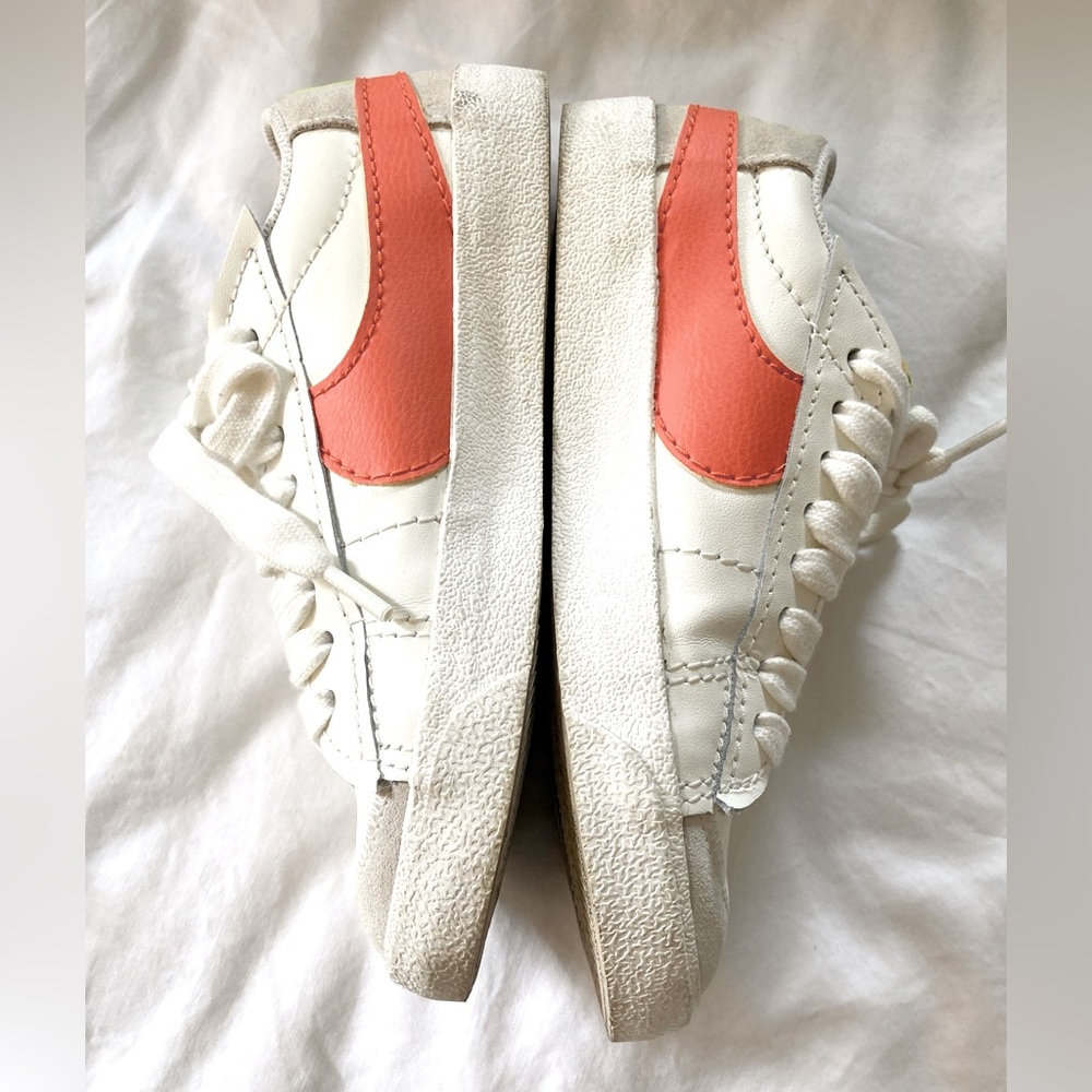 Ladies White Sneakers with Coral Accent - Classic Low-Top Casual Shoe